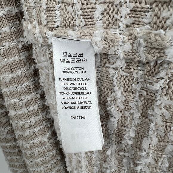 Artelier Nicole Miller Hooded Open-Front Cardigan Sweater Small Beige Taupe Knit - Picture 5 of 7